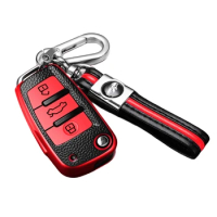 Leather TPU Car Key Cover Case For Audi A3 8L 8P A4 B6 B7 B8 A6 C5 C6 4F RS3 Q3 Q7 TT 8L 8V S3 Auto Shell Keychain Accessories