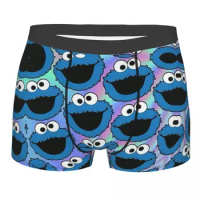 Custom Elmo Cookie Monster Boxers Shorts Men Blue Briefs Underwear Cool Underpants
