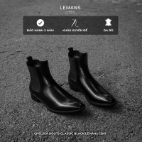 Giày da bò Chelsea boots LEMANS nam CB01 bản mũi nhọn - Đế gót tăng chiều cao 5cm - Chính hãng bảo h