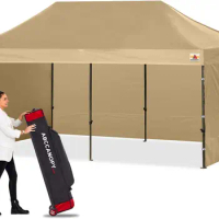Heavy Duty Easy Pop up Canopy Tent with Sidewalls 10x20,Beige