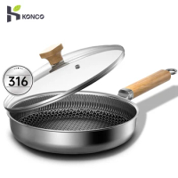 316 Stainless Steel Pan Non-stick Frying Pan Household Steak Frying Pan Uncoated Omelet Wok Induction Cooker Gas Stove General