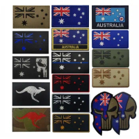Australian Flag PVC Embroidered IR Reflective Armband Kangaroo Magic Sticker Suitable for Hat Backpack Sticker Military Patch