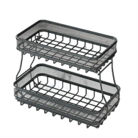 2 Tier Fruit Storage Basket Kitchen Organizer with Carbon Steel Wire Mesh Bowl for Vegetable Basket Detachable Metal Wire Basket