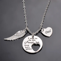 Angel Wing Charm Memorial Necklace Jewelry I Used to Be His Angel Now He's Mine Necklace Daddy in Memory of Loved One Dad