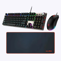 【MSI 微星】FORGE GK310 COMBO RED TC 機械鍵盤滑鼠組-線性紅軸-HARK 超大鼠墊-紅邊(電競鍵盤)