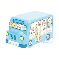 asdfkitty*日本san-x 角落生物藍色巴士造型雙層便當盒/保鮮盒/水果盒/收納盒-附綁帶-正版
