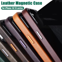 Official Animated Leather Case For iPhone 13 14 15 Pro Max Plus For Magsafe Magnetic Wireless Charging Cover 13 Mini Accessories