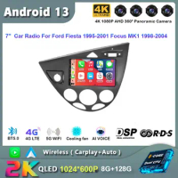 7" Android 13 Car Radio For Ford Fiesta 1995-2001 Focus MK1 1998-2004 2 Din Stereo Multimedia Player Carplay Autoradio Head Unit