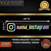 Stiker Custom Nama Keren  Logo Sosmed 12cm x 2.5cm Bebas Request Tulisan & Warna Font Max 12 Huruf C