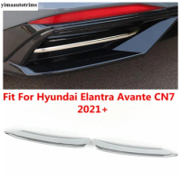 2PCS Chrome Rear Bumper Fog Light Lamp Decoration Cover Trim For Hyundai Elantra Avante CN7 2021 - 2023 Car Accessories Exterior