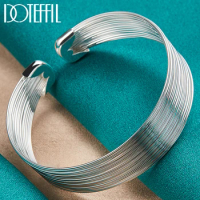 DOTEFFIL 925 Sterling Silver Multi-Line Bracelets Bangle For Women Man Fashion Jewelry High Quality Gift