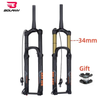 BOLANY Moutain Bike Air Suspension Fork 29 27.5 DH AM MTB Fork Boost Thru Axle 15*110mm Downhill Bicyle Fork Rebound Adjustment