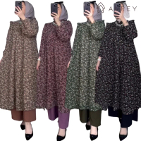 AUREY setelan long tunik wanita arumi oneset tunik panjang wanita busui friendly Airflow Atasan Kulo