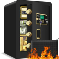 2.6 Cu Ft Large Fire Proof Safe Boxes for Home Documents, Digital Security Safe Box with Combination Lock and Removable Shelf