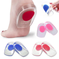 1 Pair Soft Silicone Gel Insoles for Heel Spurs Pain Foot Cushion Foot Massager Care Half Heel Insole Shoe Pads Height Increase
