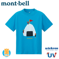 【Mont-Bell 日本 童 Wickron T恤 飯團山 短袖排T《岩藍》】1114426/排汗衣/兒童t恤/抗UV