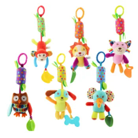 Baby Rattles Mobiles Cartoon Animal Bell Toy Newborn Baby Rattle Hanging Plush Lovely 0-24 Months Teether Toys Christmas Gift