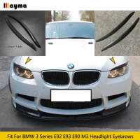 Carbon Fiber Car Headlight Eyebrows Lamp Eyelids For BMW 3 Series E92 E93 E90 M3 2007 - 2009 Fiber Glass Matt Black Primer 2pcs