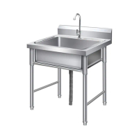 【G沐君店】商用不鏽鋼水槽 60*60*80特厚款 單槽 加寬加深 X導流設計(廚房水槽 洗碗池 水槽 預購15天)