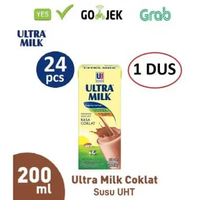SUSU ULTRA COKELAT 200 ML, 1 dus isi 24 kotak. susu coklat uht