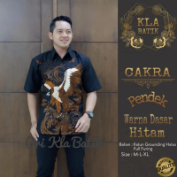 kemeja batik lengan pendek cakra full furing warna dasar hitam M-XXL