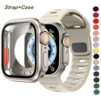 Case+Strap For Apple Watch Band change to Ultra 2 45mm 44mm 41mm 42 40mm Smart Silicone Bracelet Iwatch Series 3 4 5 6 Se 7 8