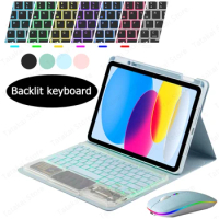 Tablet Keyboard with Touchpad for iPad Pro 11 Keyboard Case 2022 2021 2020 RGB Backlit Clear Keyboard BT Wireless Stand Cover