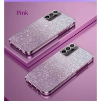 Luxury Gradient Glitter Case With Back Film For Samsung Galaxy S22 S23 S24 Ultra Note 10 20 S10 S20 Plus S21 FE Silicon Cover