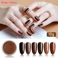 6box/set Brown Tan Khaki Flaxen Chestnut Coffee Color Series Dip Powder Nail Kit Dipping Powder as Nail Gel Naill Polish Effect