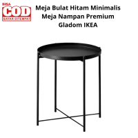 Meja Bulat Minimalis Warna Hitam Meja Nampan Baki Premium Gladom IKEA Furniture Besi