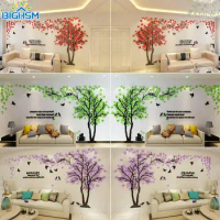 Large Tree Sticker Wallpaper Acrylic Mirror Wall Stickers Living Room TV Background Wall Home Decor Interior Mural Art Wall DIY