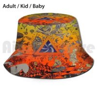 The Culture Psychedelic Sun Hat Foldable UV Protection Music Pink Metal Concert Floyd Tour Heavy