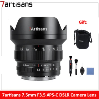 7artisans 7.5mm F3.5 Wide angle Manual Focus APS-C DSLR SLR Camera Lens for Canon EF 600D SL3 EOS 90D Nikon F D7100 D750