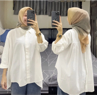 Kemeja Wanita Linen Hana Shirt Kancing Belakang Original - Atasan Oversize Basic Nyaman Baju Kain Pa