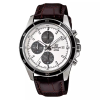 CASIO Jam Tangan Pria Casio Edifice EFR-526L-7AVUDF Chronograph Panda Men White Dial Brown Leather S