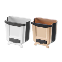 【KOBA】可掛式摺疊垃圾桶9L(垃圾桶、廚櫃、廚餘、廚餘桶、9L大容量、可折疊、廚餘桶、掛門背式、站立式)