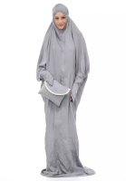 Evernoon Karina Mukena Terusan Simple Muslimah Wanita Motif Polos Relaxed Fit - Abu Silver