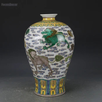 Qing Kangxi Chinese Vases Antique Cloud Kylin Chinese Dragon Lion Ceramic Vase Jingdezhen Antique French Porcelain Vase Decor