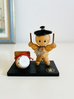 日本昭和 鄉土玩具  實木木雕打鼓木偶人形置物擺飾