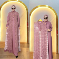 gamis ceruty babydol set outer 2 in1 ukuran jumbo L XL XXL 3XL 4XL ld 100 110 120 130 140