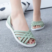 Sandals Summer New Hollow Out Beach Shoes Fashion Outdoor Jelly Sandalias Mujer Flat Casual Comfortable Soft Sole Mom Shoes