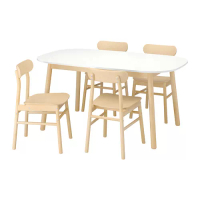 VEDBO/RÖNNINGE 餐桌附4張餐椅, 白色/樺木, 160x95 公分