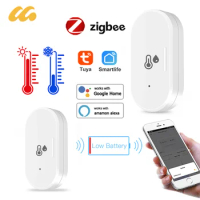 Tuya Zigbee Temperature And Humidity Sensor Need Zigbee Gateway Hub Smart Home Indoor Hygrometer Alexa Google Home Voice Control