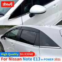 Fit For NISSAN 2021 NOTE E-POWER E13 Window Trim Pillar Sill Garnish Stainless Steel Silver Glitter Mirror Accessories 10 PCS