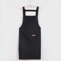 Japan Korea Style Large Size Simple Fashion Cotton Linen Overalls Cute Fashion Apron Waterproof Oil Proof Oil-stain