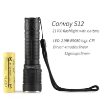 Convoy S12 flashlight with 219B R9080, 21700 flashlight,with 21700 battery