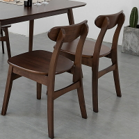 Romo進口全實木餐椅家用胡桃木色北歐餐桌椅子簡約帶靠背凳子