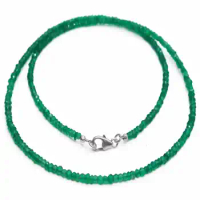 2-3mm Natural green agate gemstone beads 925 silver necklace Souvenir Classic Christmas Seven Chakras Cuff Easter Yoga Practice
