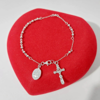 Gelang Rosario Perak 925 Lapis Mas Putih /GT481