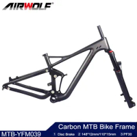 Airwolf 2024 MTB Frames 29er Full Suspension Fork Travel 145mm Carbon Mountain Bike Frames Shock Size 190*51mm PF30 MTB Fork